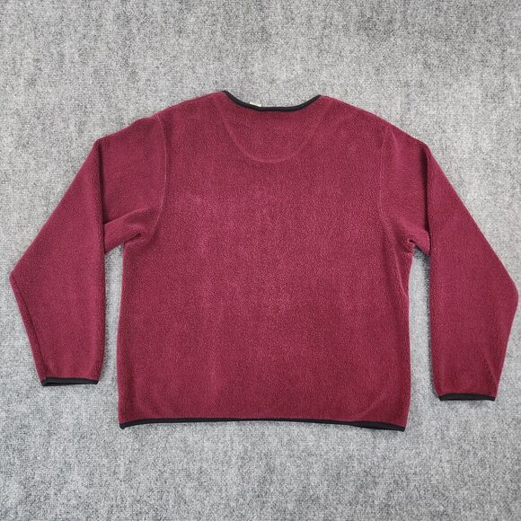 LL Bean Sweater Womens Medium Burgundy Cardigan Long Sleeve Button Front Terry - Picture 3 of 15